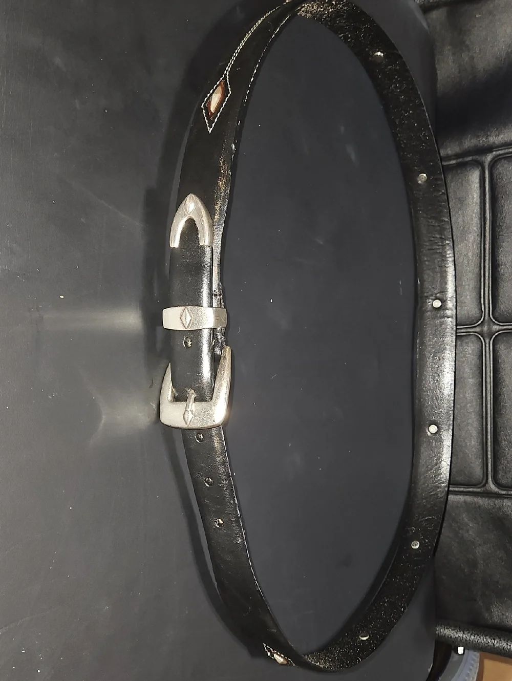 Cabela's Black Leather Men’s Belt with Silver Buckle Size 46